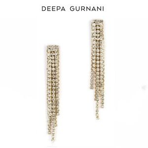 DEEPA GURNANI ELISA Gold Crystal Drop Earrings NWT 80$